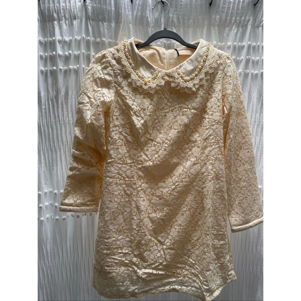 Stylewe Beaded Lace Fleece Lining Mini Dress